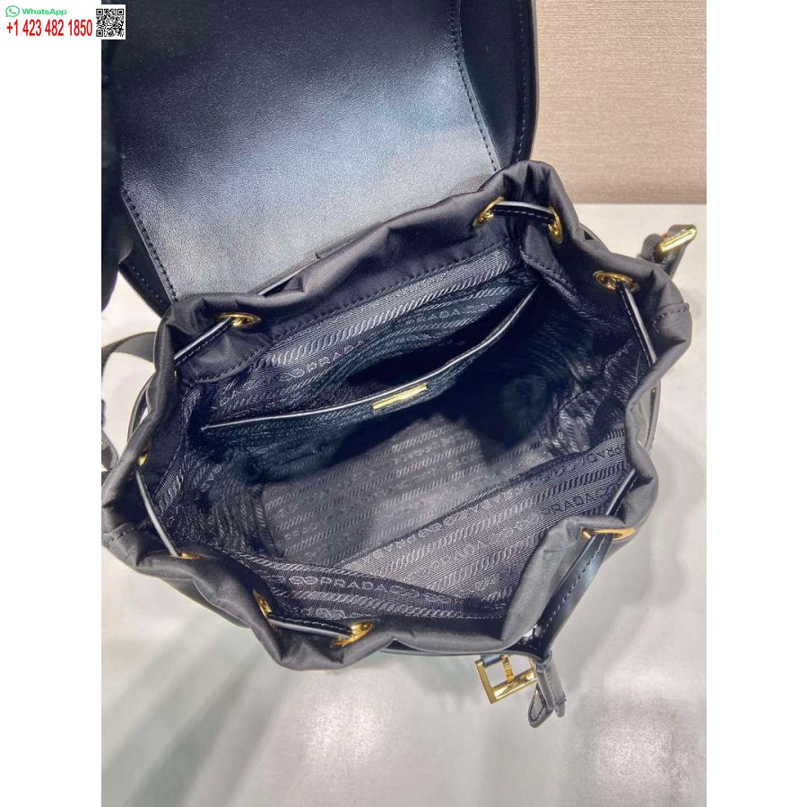 Réplica Prada 1bz074 Re-nylon Y Mochila De Cuero Cepillado Negro