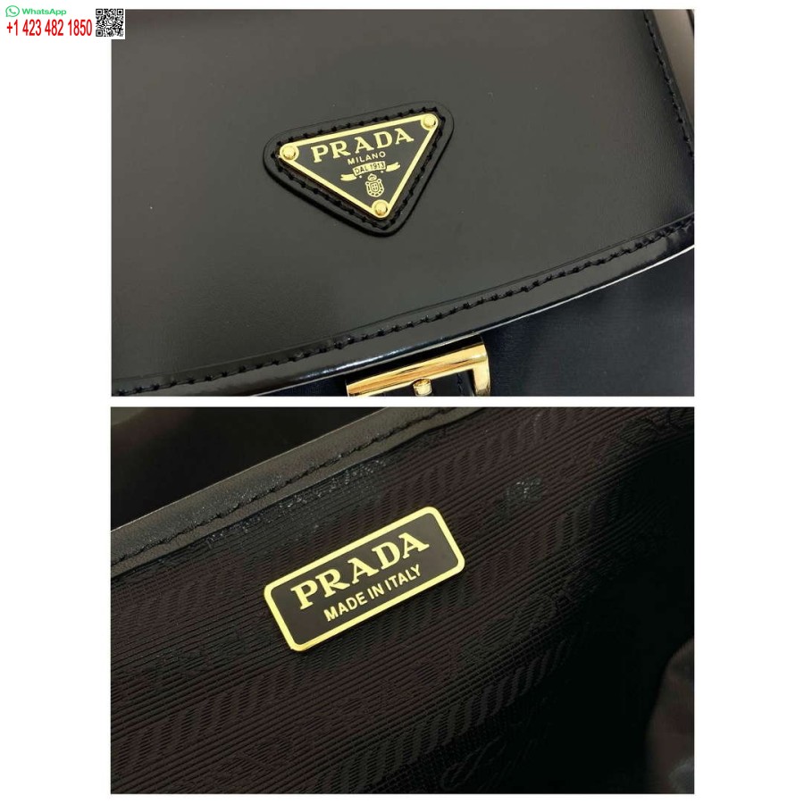 Réplica Prada 1bz074 Re-nylon Y Mochila De Cuero Cepillado Negro