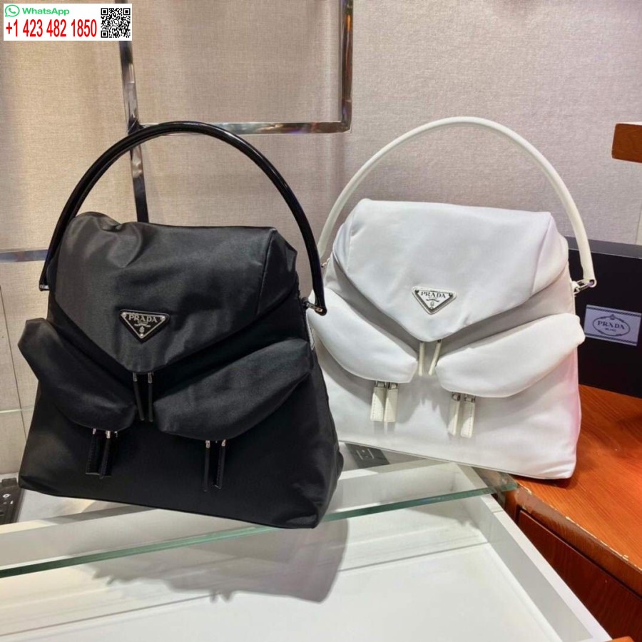 Replica Prada Signaux Nylon Ja Nahka Hobo Laukku 1bc160 Musta