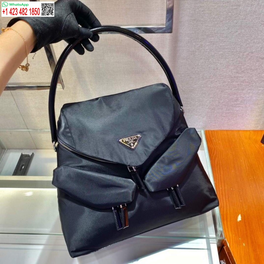 Replica Prada Signaux Nylon Ja Nahka Hobo Laukku 1bc160 Musta