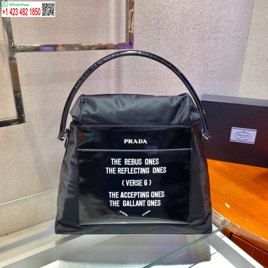 Replica Prada Signaux Nylon Ja Nahka Hobo Laukku 1bc160 Musta