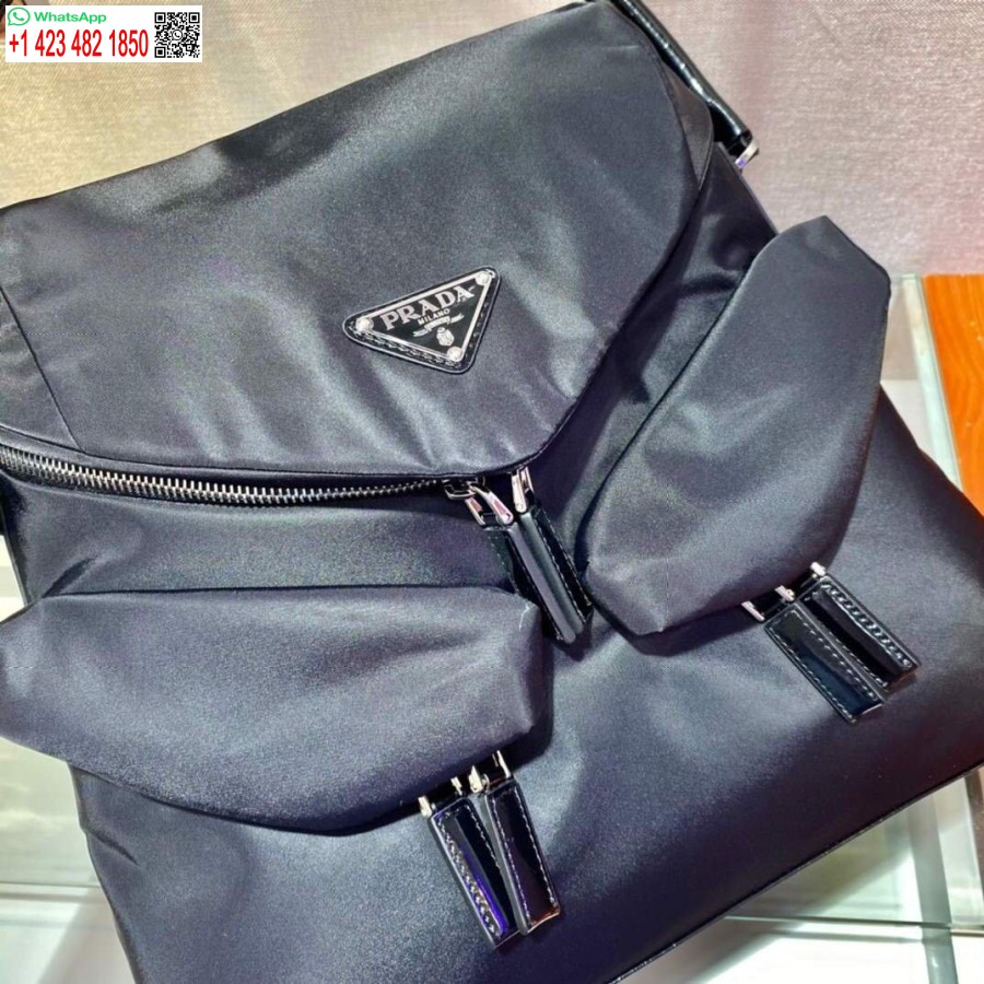 Replica Prada Signaux Nylon Ja Nahka Hobo Laukku 1bc160 Musta