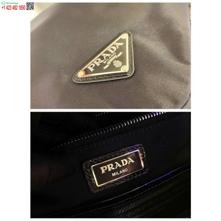Replica Prada Signaux Nylon Ja Nahka Hobo Laukku 1bc160 Musta