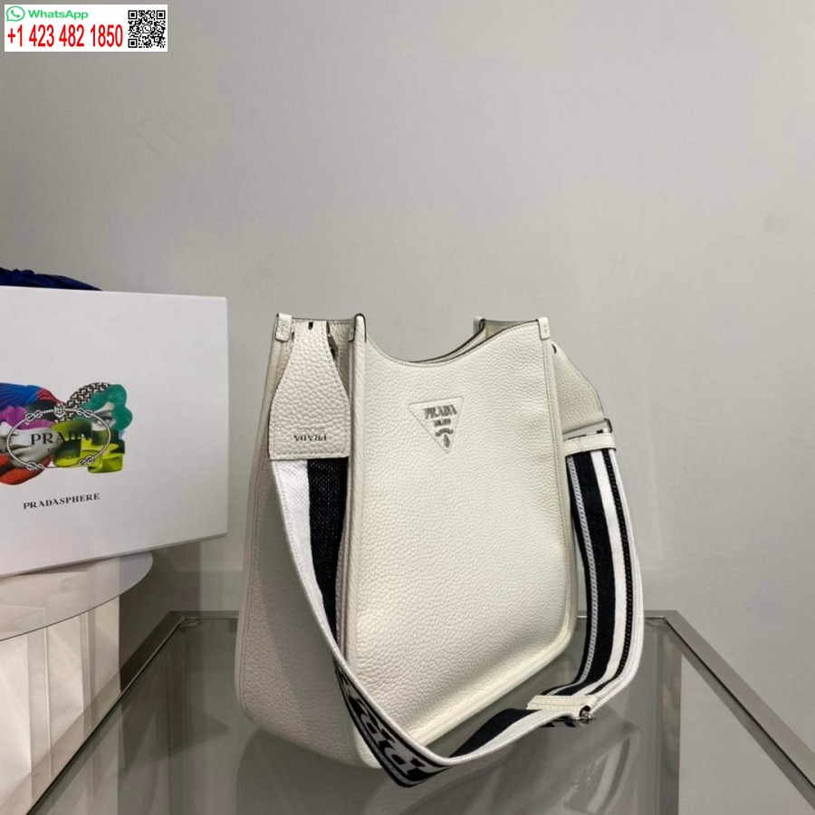 Replica Prada Nahkainen Hobo Laukku 1bc073 Valkoinen