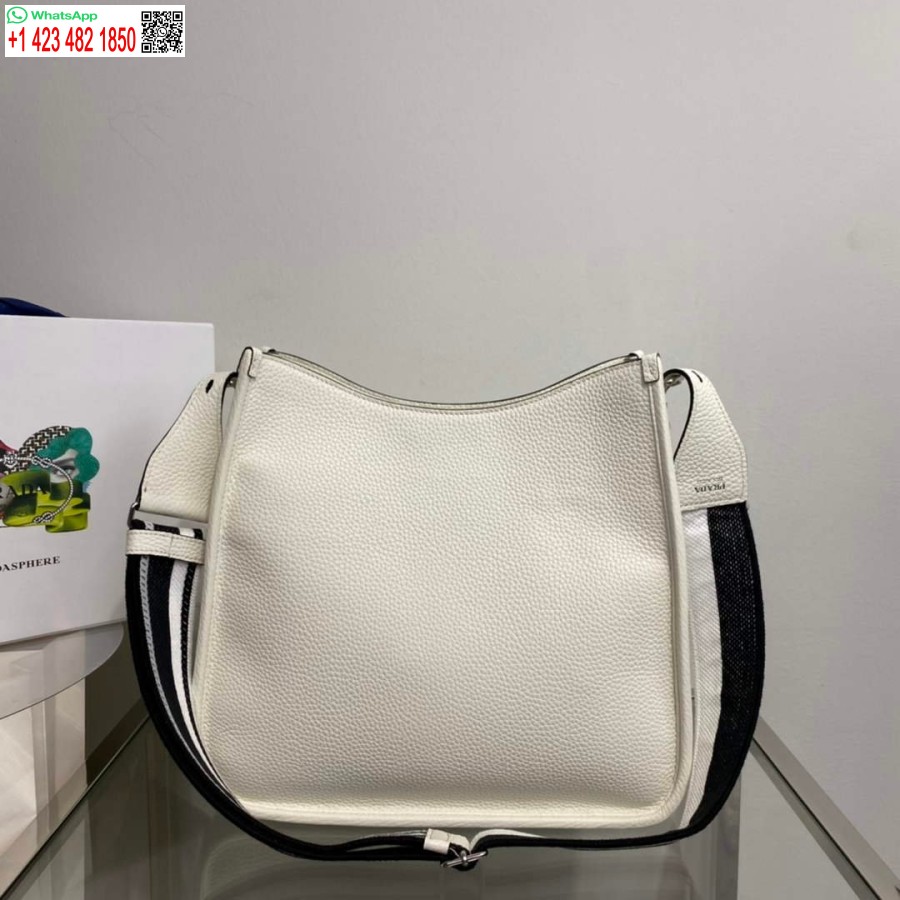 Replica Prada Leather hobo bag 1BC073 white