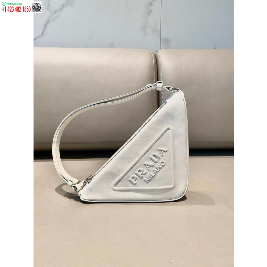 Replica Prada 1nq043 Driehoekig Leren Tasje Wit