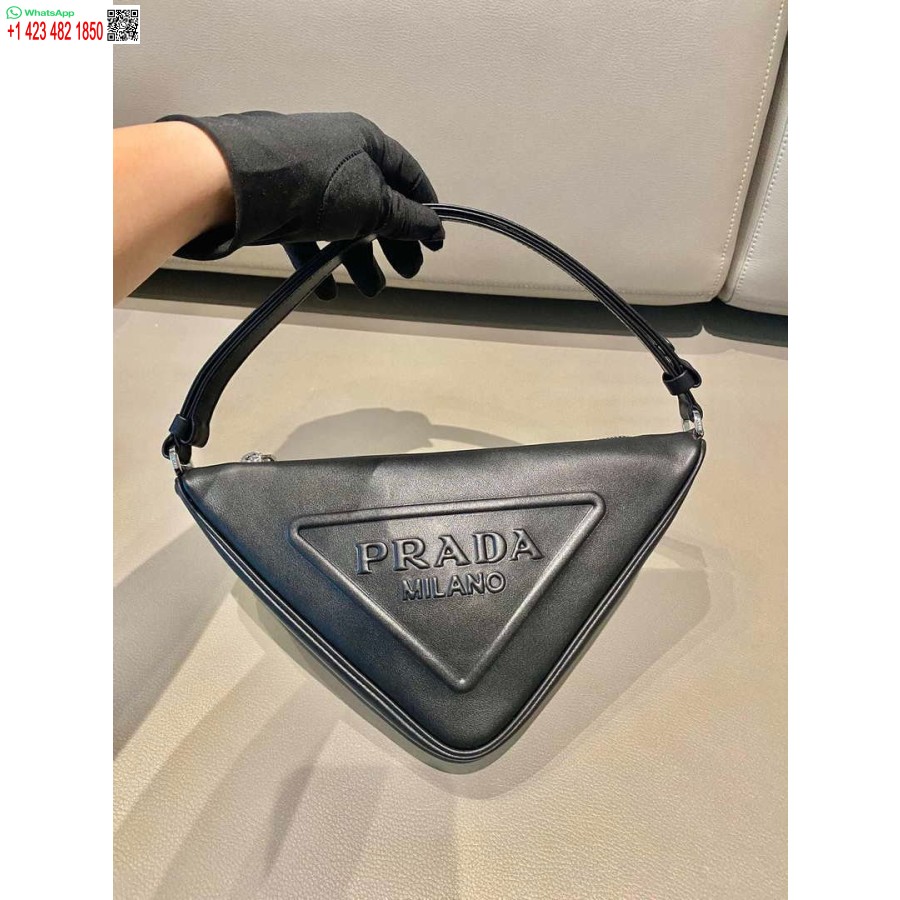 Replica Prada 1nq043 Driehoekig Leren Tasje Zwart