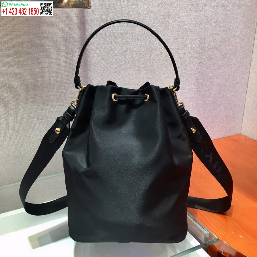 Réplique Prada 1bh097 Seau Jacquard Logo Convertible Moyen Noir