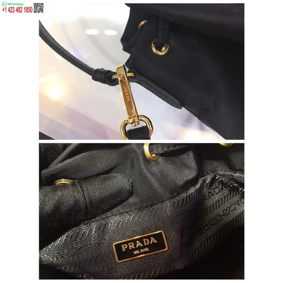 Réplique Prada 1bh097 Seau Jacquard Logo Convertible Moyen Noir