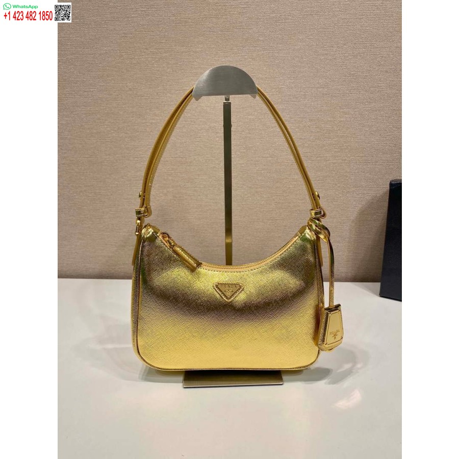 Replica Prada 1BC204 Saffiano Leather Mini-Bag Gold