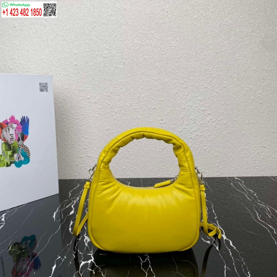 Replica Prada 1ba384 Prada Zacht Gewatteerde Mini-tas Van Nappaleer Geel