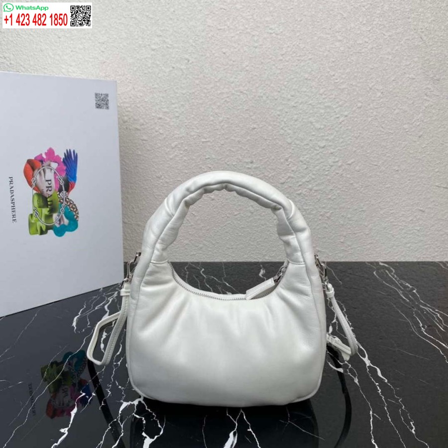 Replica Prada 1ba384 Prada Zacht Gewatteerde Mini-tas Van Nappaleer Wit
