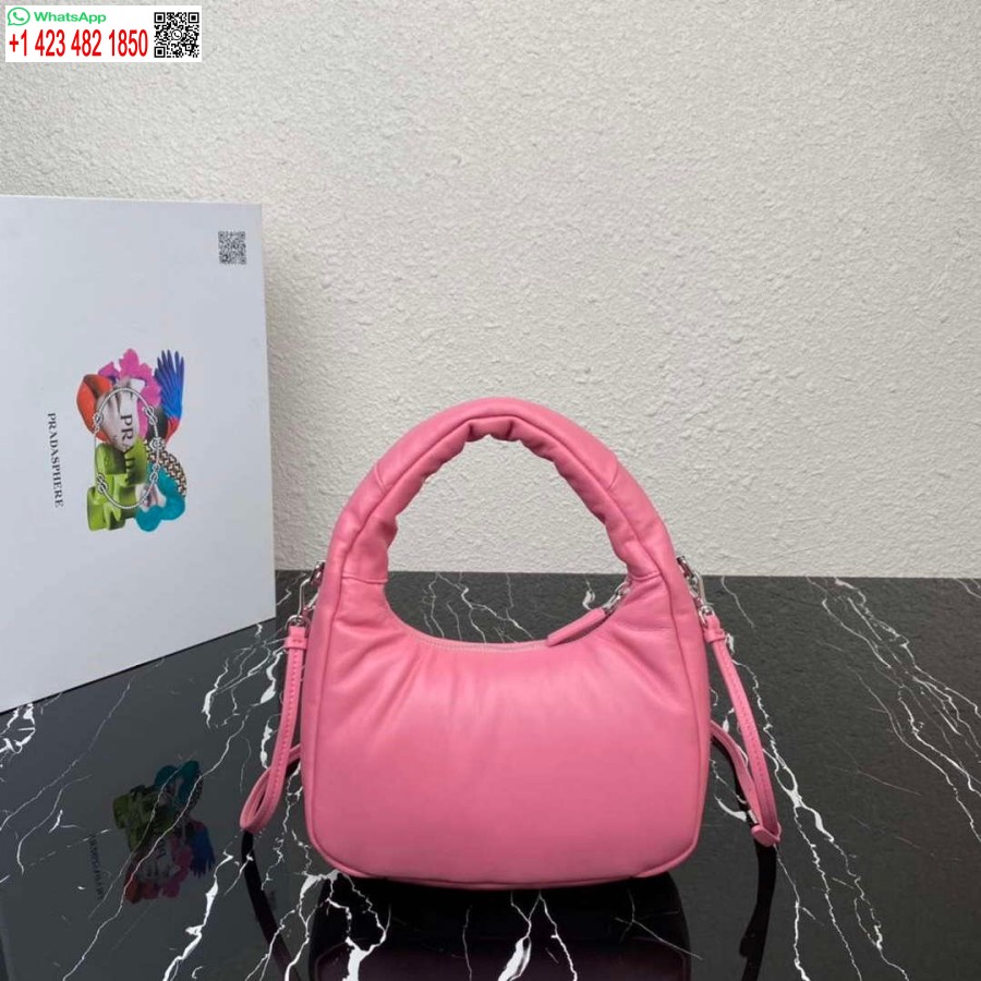 Replica Prada 1ba384 Prada Zacht Gewatteerde Mini-tas Van Nappaleer Roze