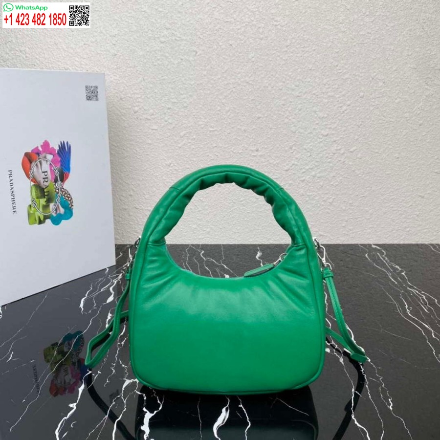 Replica Prada 1ba384 Prada Zacht Gewatteerde Mini-tas Van Nappaleer Groen