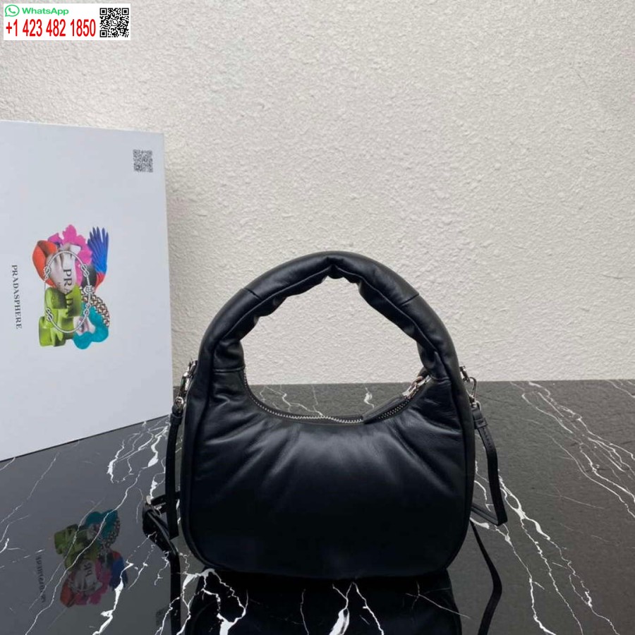 Replica Prada 1ba384 Prada Zacht Gevoerde Mini-tas Van Nappaleer Zwart