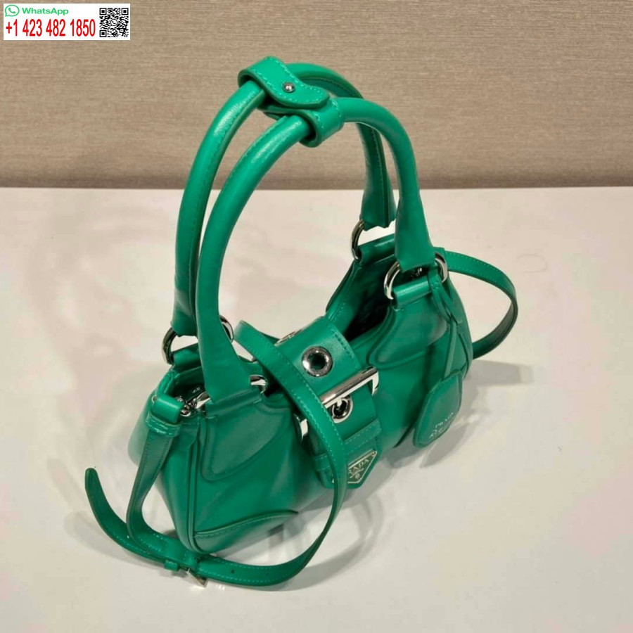 Реплика сумки Prada 1ba368 из кожи наппа с лунной подкладкой, зеленая