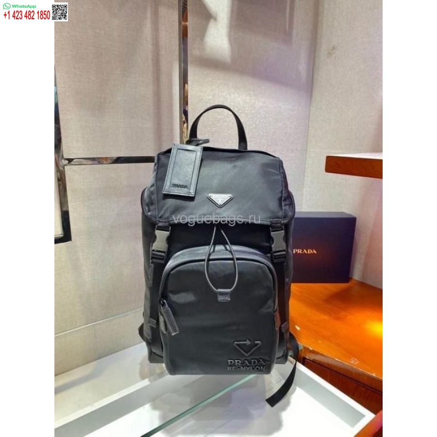 Réplica De Mochila De Nailon Prada 2vz135 En Bolso Negro