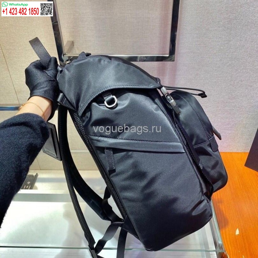 Réplica De Mochila De Nailon Prada 2vz135 En Bolso Negro