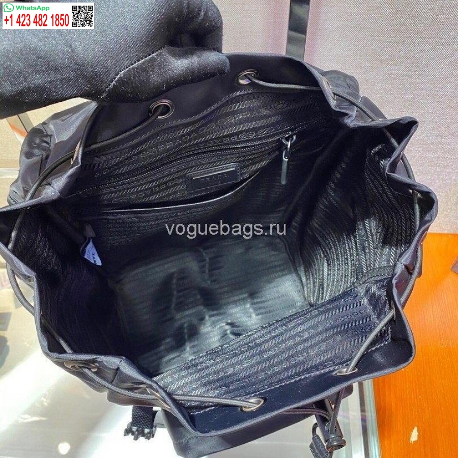 Réplica De Mochila De Nailon Prada 2vz135 En Bolso Negro