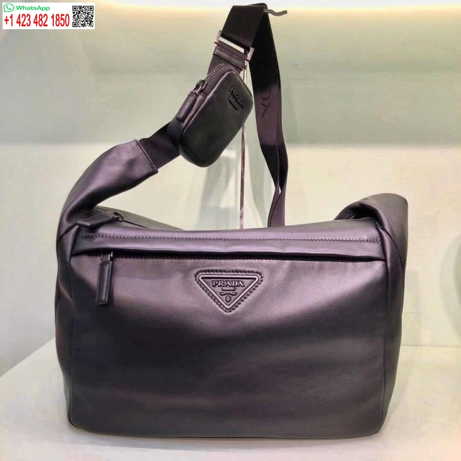 Réplique Prada 2vh125 Sac à Bandoulière En Cuir Prada Noir