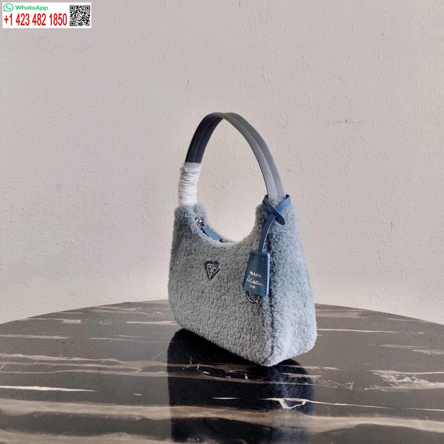 Replica Prada 1ne515 Re Edizione 2000 Mini Borsa In Shearling Blu