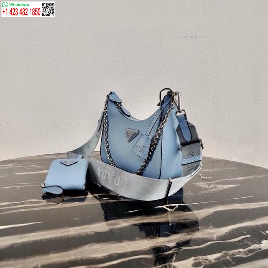 Réplique Prada 1bh204 Prada Réédition 2005 Sac En Cuir Saffiano En Bleu Clair