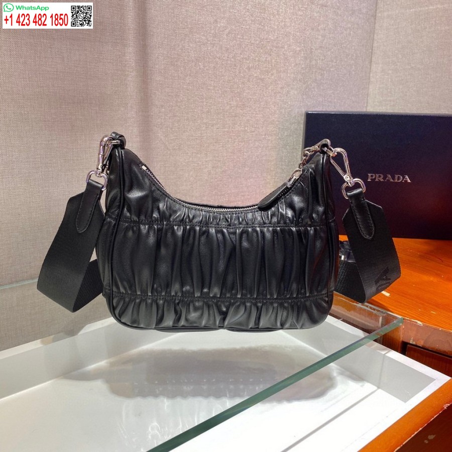 çoğaltma Prada 1bh204 Mini çanta Prada çapraz Askılı Deri çanta Siyah
