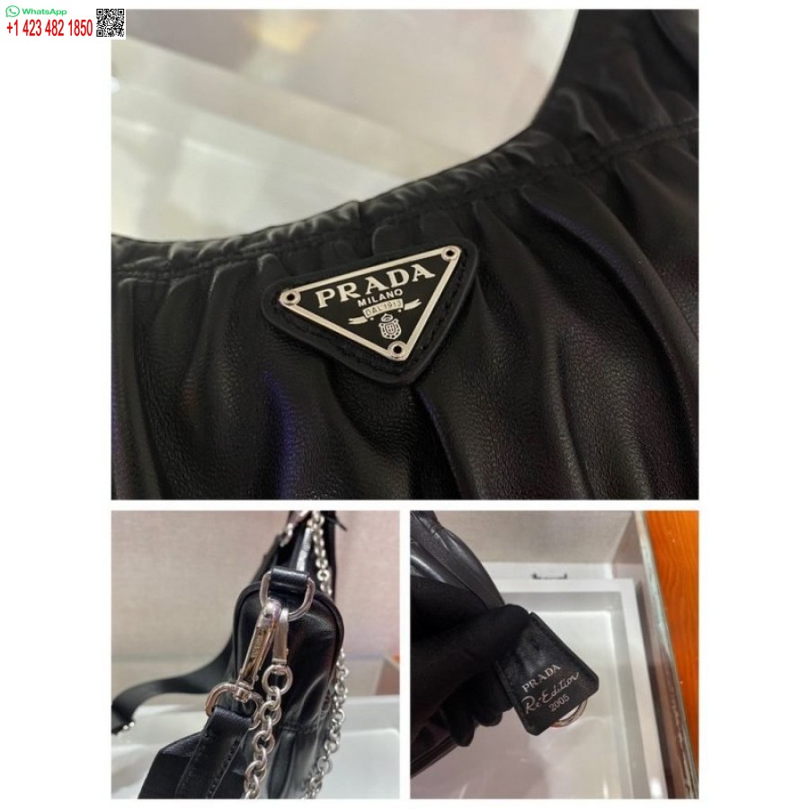 çoğaltma Prada 1bh204 Mini çanta Prada çapraz Askılı Deri çanta Siyah