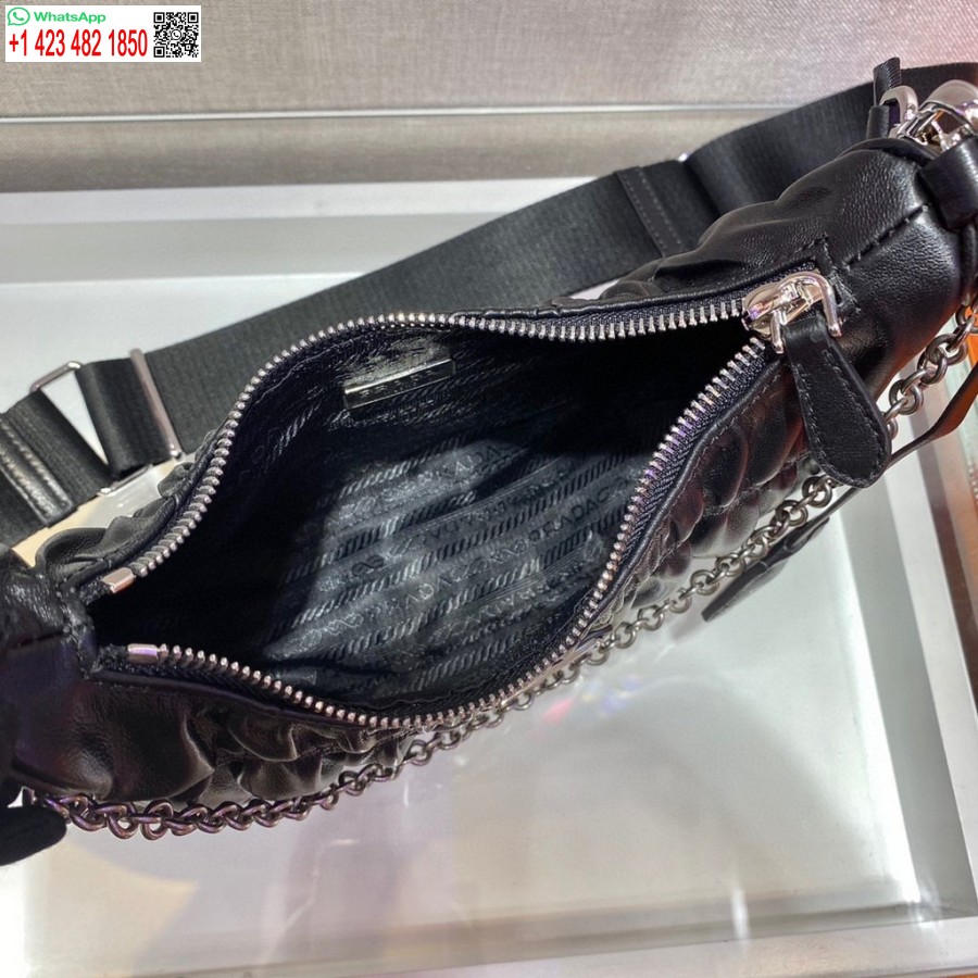çoğaltma Prada 1bh204 Mini çanta Prada çapraz Askılı Deri çanta Siyah