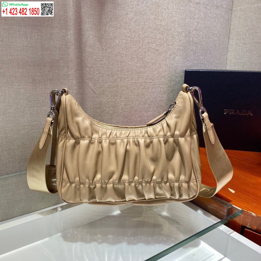 Replica Prada 1bh204 Minivesker Prada Crossbody Skinnveske I Aprikos
