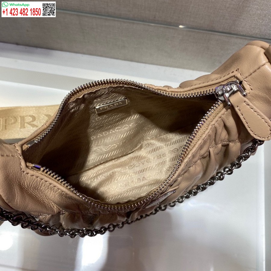 Replica Prada 1bh204 Minivesker Prada Crossbody Skinnveske I Aprikos