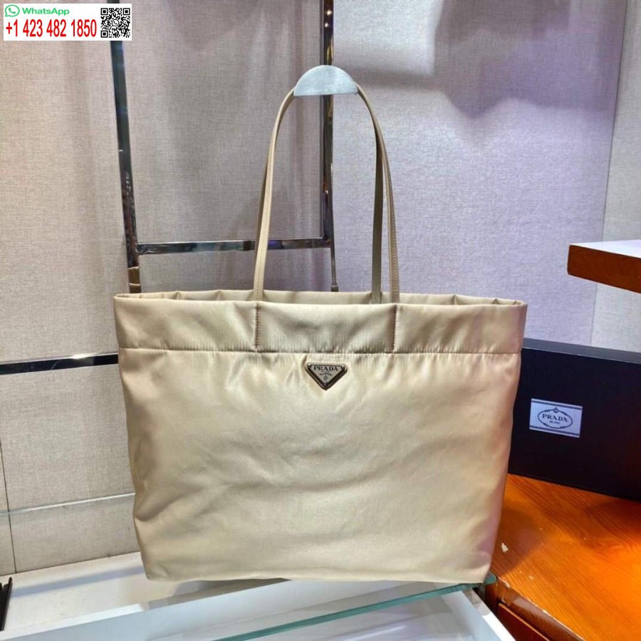 Replica Prada 1bg107 Re Borsa Tote Media In Nylon Albicocca