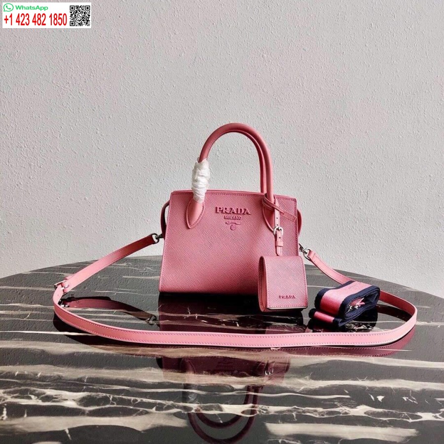 Replica Prada 1ba269 Borsa Prada Monocromatica In Pelle Saffiano Rosa