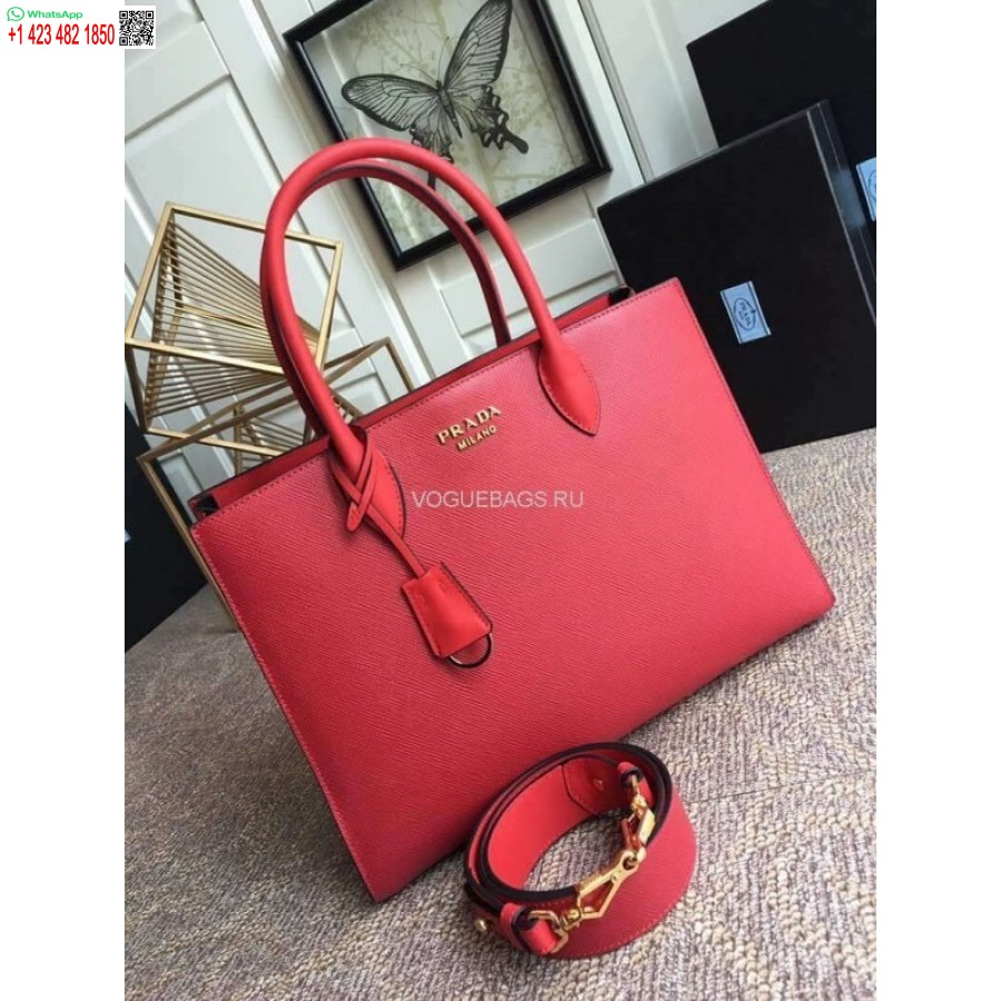 Replica Prada 1ba153 Borsa Grande In Pelle Saffiano In Rosso