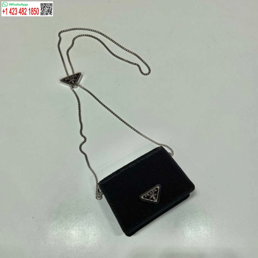 Replica Prada Suport Carduri Cu Paiete Cu Curea De Umar 1mr024 Negru