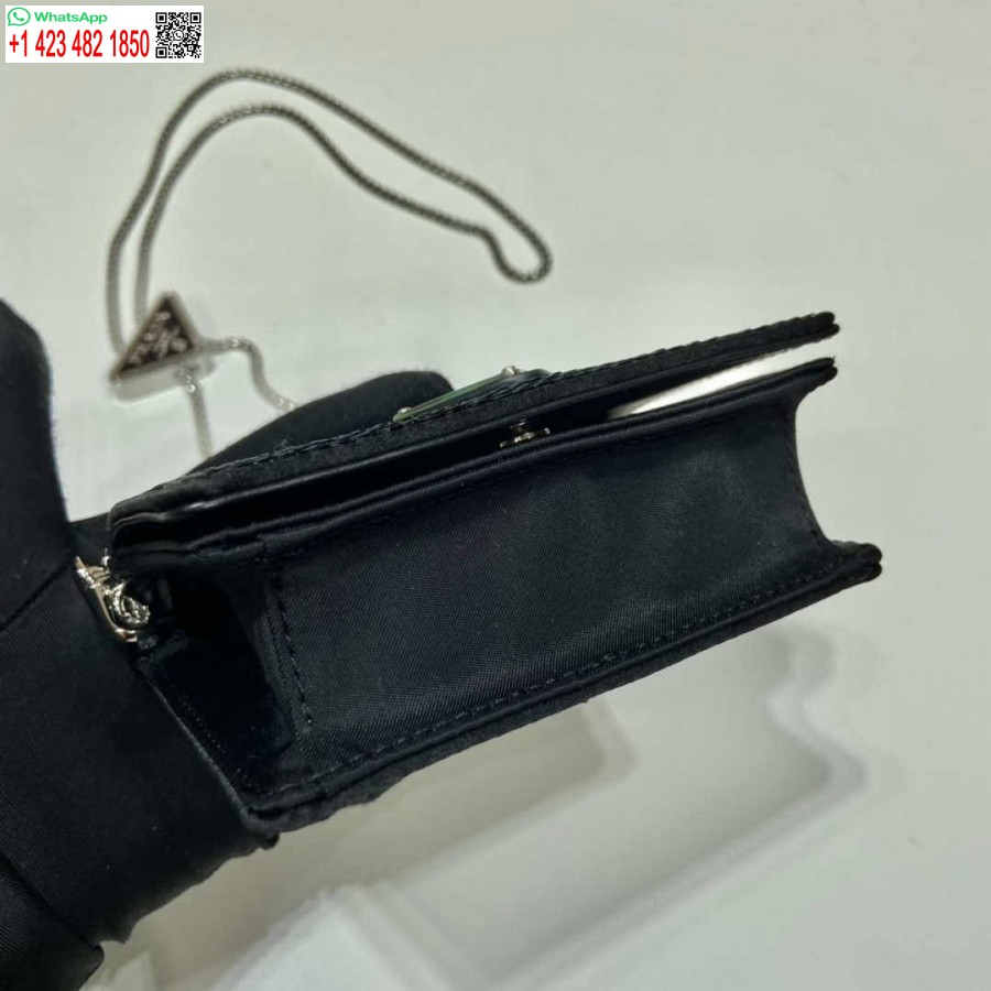 Replica Prada Suport Carduri Cu Paiete Cu Curea De Umar 1mr024 Negru