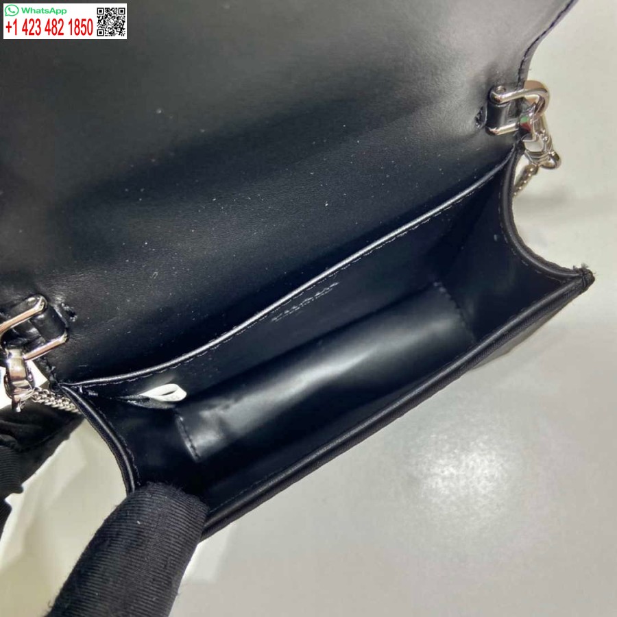 Replica Prada Suport Carduri Cu Paiete Cu Curea De Umar 1mr024 Negru