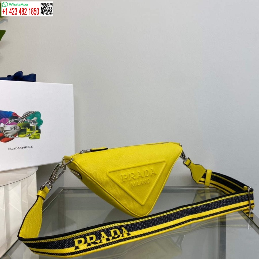 Replica Prada Saffiano Prada Triangle bag 2VH155 Yellow