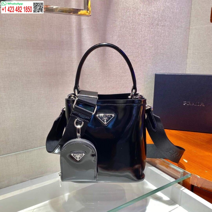 Replica Prada Panier ostrich leather 1BA319 Bag Black