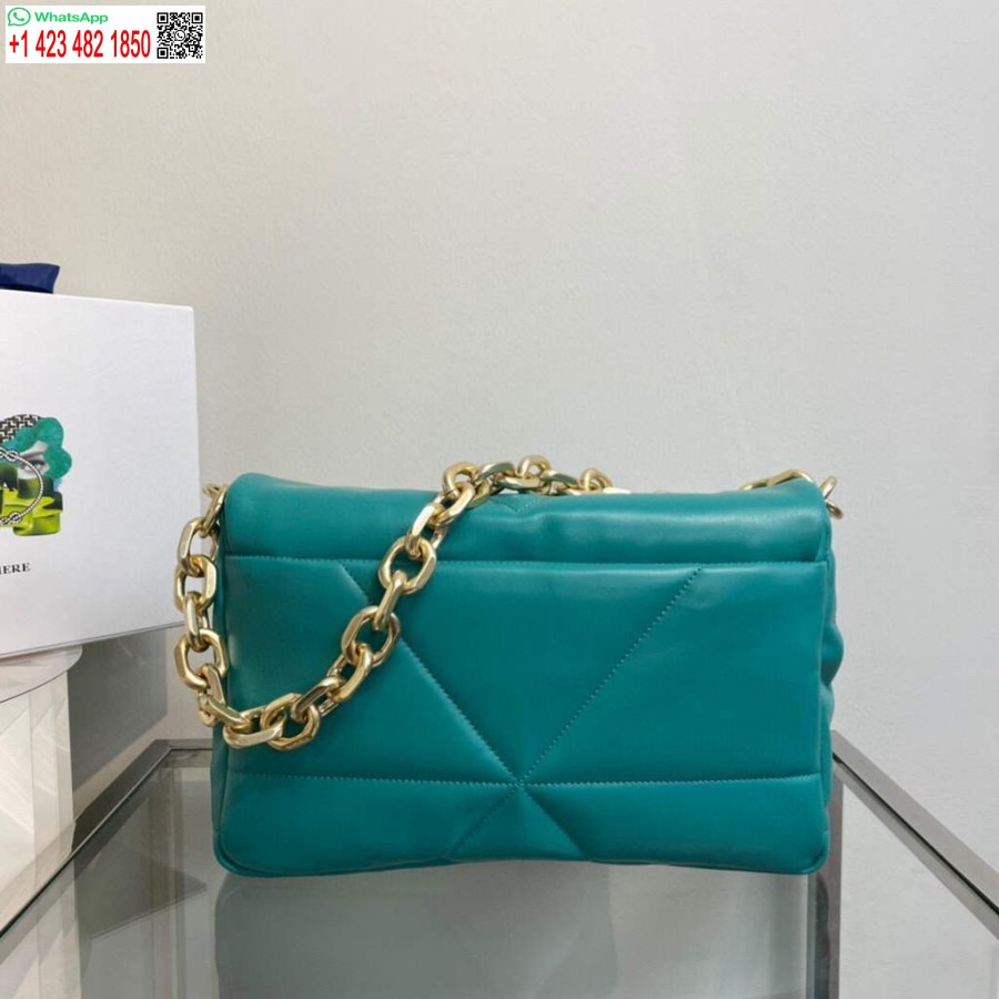Replica Prada Padded nappa leather shoulder bag 1BD306 Green