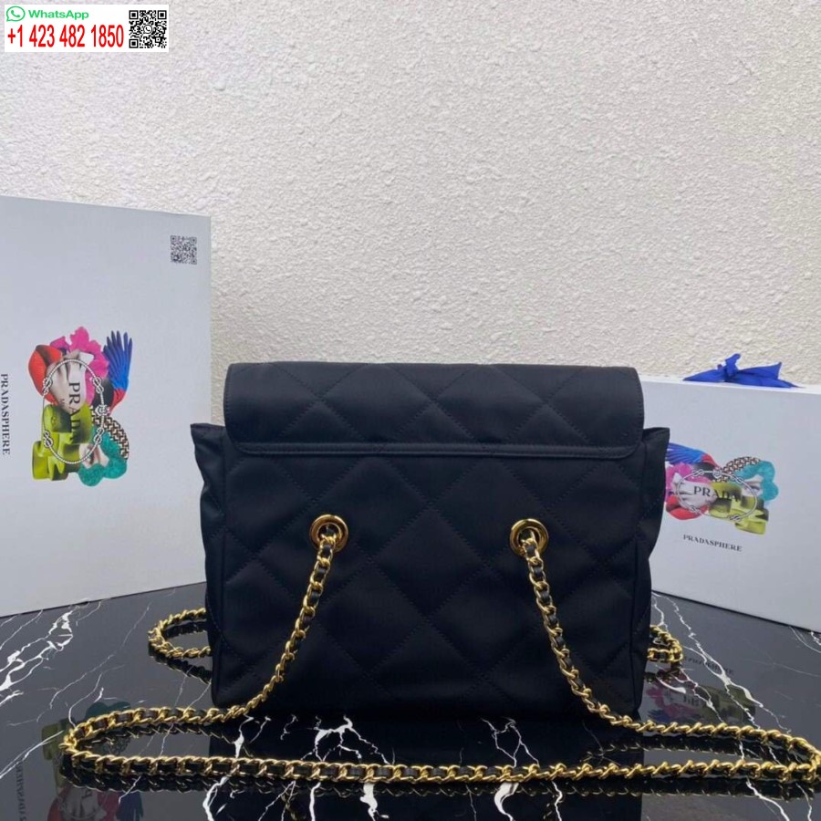 Replica Prada Nylon Vintage Chain Stray Bag 1BD630 Black