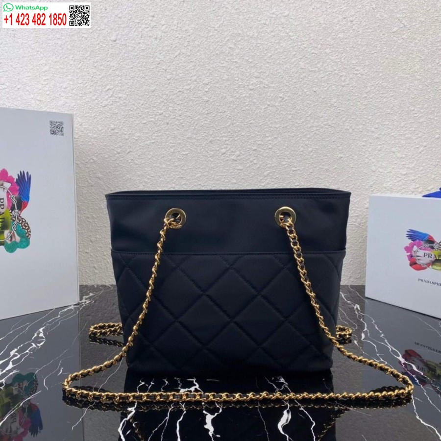 Replica Prada Nylon Vintage Chain Stray Bag 1BD625 Black