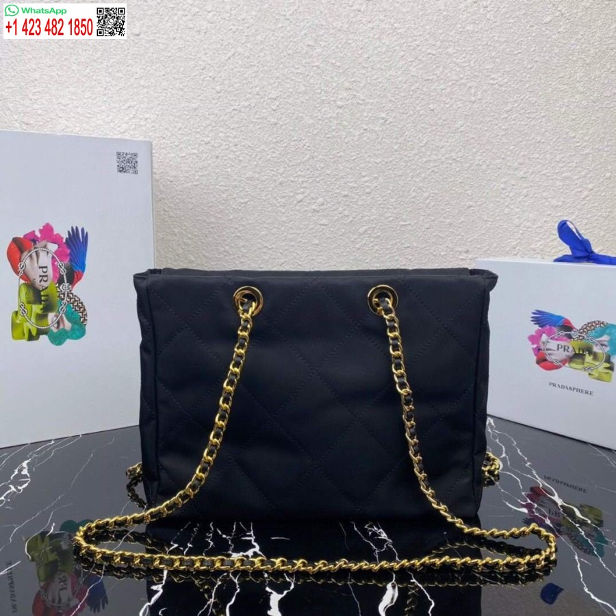 Replica Prada Nylon Vintage Chain Stray Bag 1BD621 Black