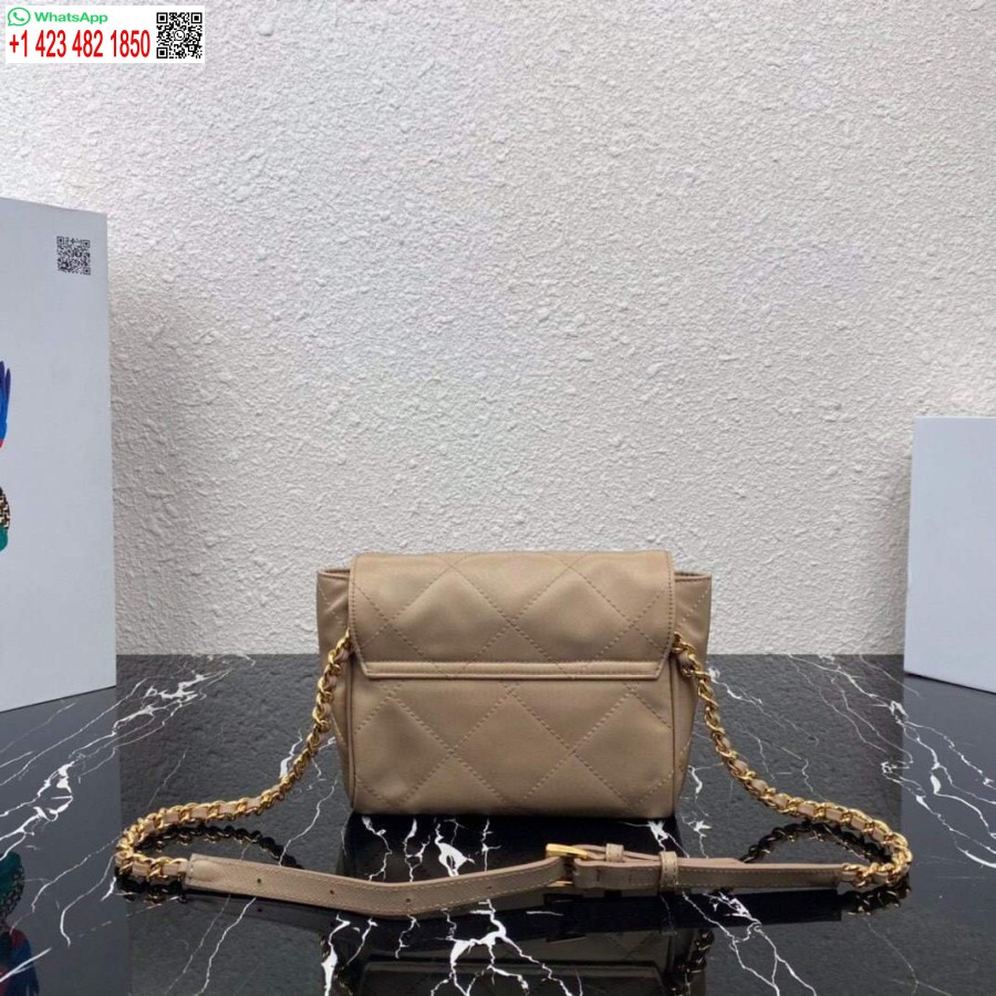 Replica Prada Nylon Vintage Chain rhombus stray Bag 1BD619 Apricot