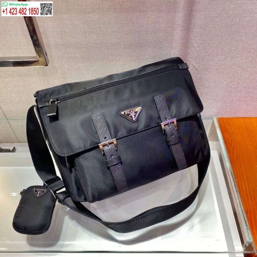 Replica Prada Medium Nylon Shoulder Bag 1BD671 Black