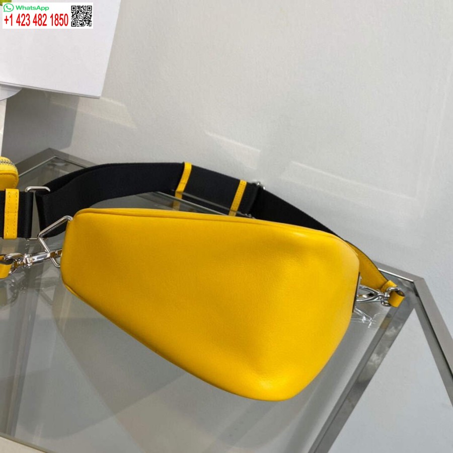 ρεπλίκα Prada δερμάτινη Prada τσάντα ώμου τρίγωνο 1bh190 κίτρινο