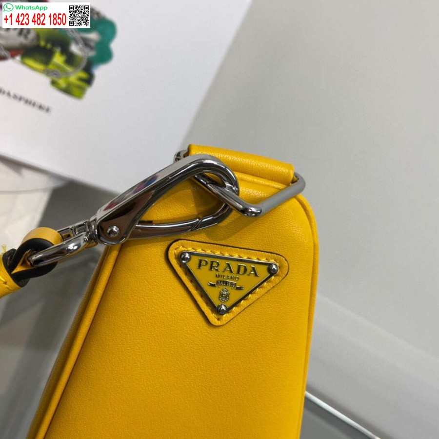 ρεπλίκα Prada δερμάτινη Prada τσάντα ώμου τρίγωνο 1bh190 κίτρινο