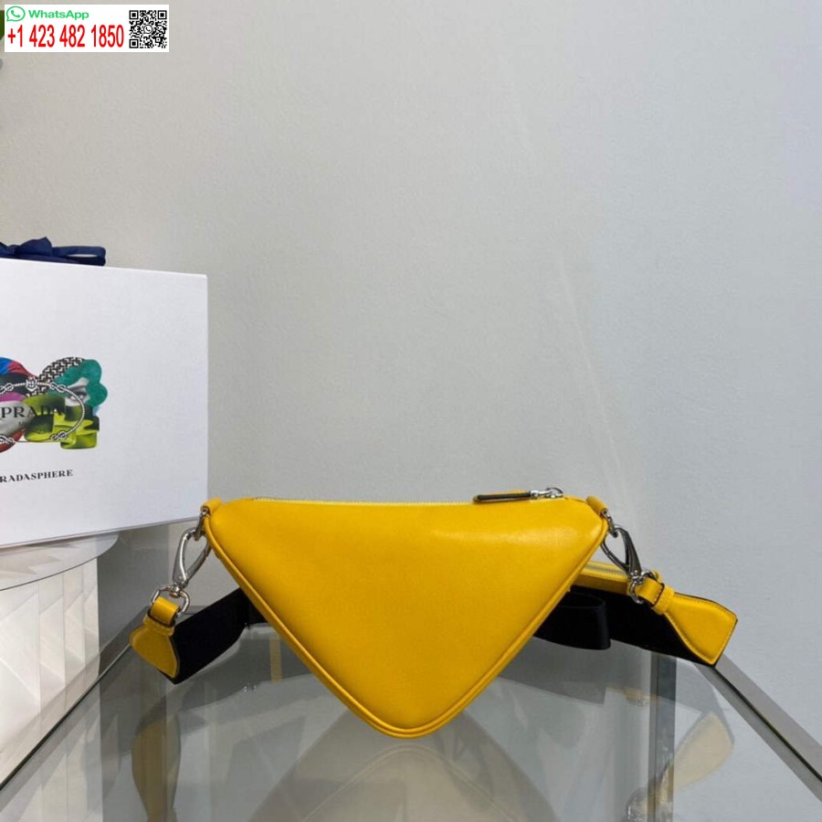Réplica De Bolso De Hombro Prada Triangular De Cuero Prada 1bh190 Amarillo