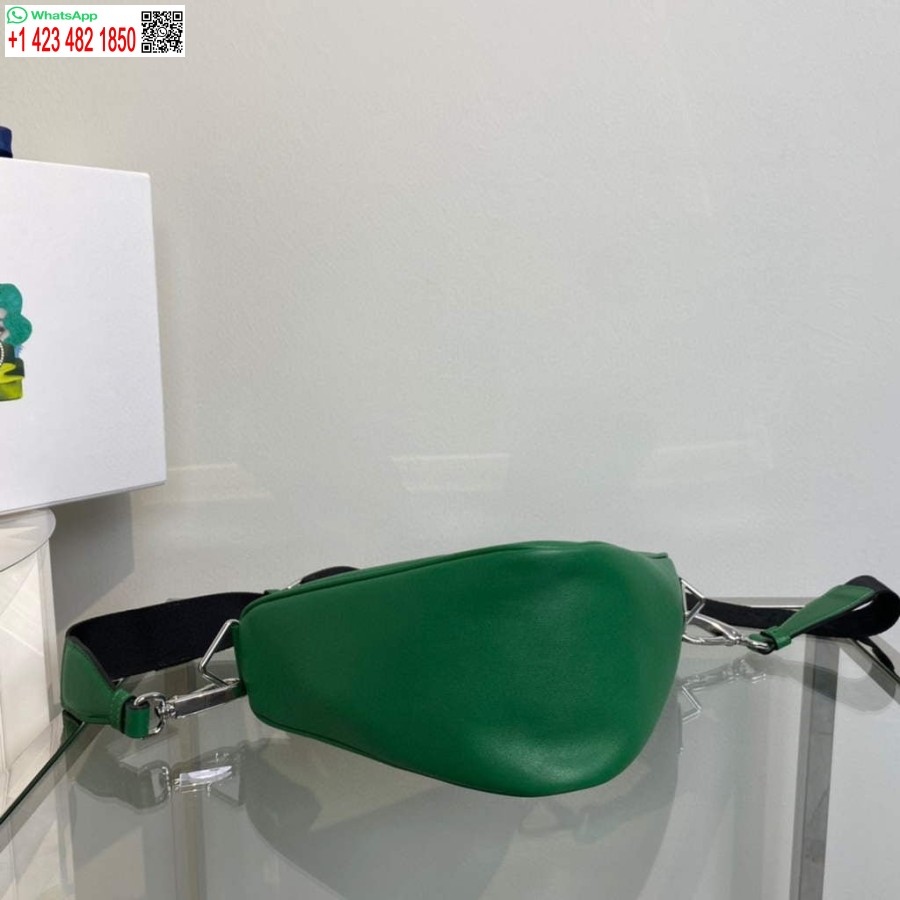 Replica Prada Leather Prada Triangle shoulder bag 1BH190 Green