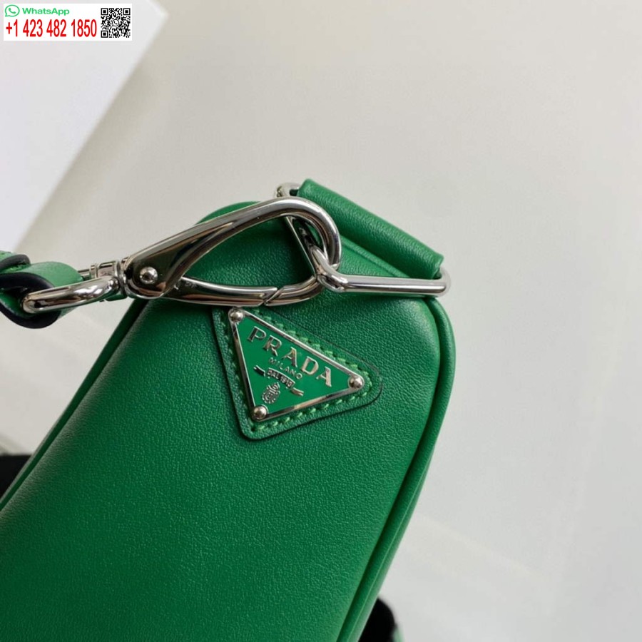 Replica Prada Leather Prada Triangle shoulder bag 1BH190 Green
